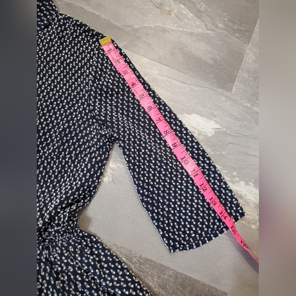 Claudie Pierlot Paris "Ruffled Shirt Dress". Textured. Navy Blue & White. 4 US. - Picture 5 of 15